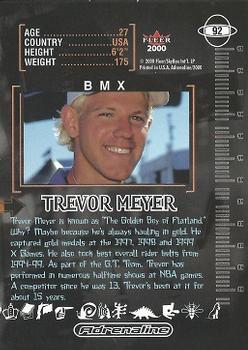 2000 Fleer Adrenaline - Gold #92 Trevor Meyer Back